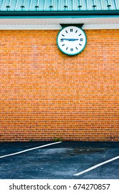 Clock on brick wall