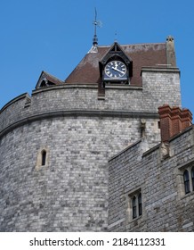 The Clock On Curfew Tower Of Windsor Catle From Thames Street