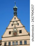 Clock on the ratstrinkstube (city councillors tavern), marktplatz, rothenburg ob der tauber, bavaria (bayern), germany, europe