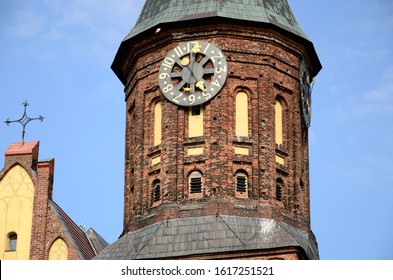 Clock On The West Tower Of Königsberg Cathedral In Kaliningrad On A Summer Day