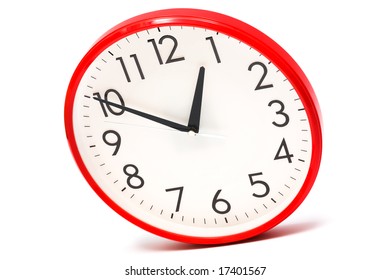 clock per the red case on a white background