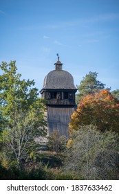 The Clock Steeple At Munsö Church From 1100s In The District Ekerö, Stockholm