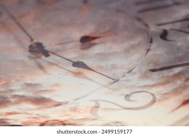 Clock and sunset sky, double exposure. Time concept - Powered by Shutterstock