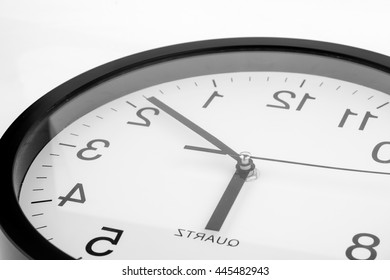 Clock or time abstract background.white clock  and black needles