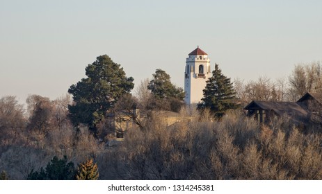 A clock tower above the trees