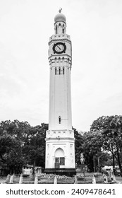 Clock tower can see. colour, black and white images. Architectural clock tower can see.