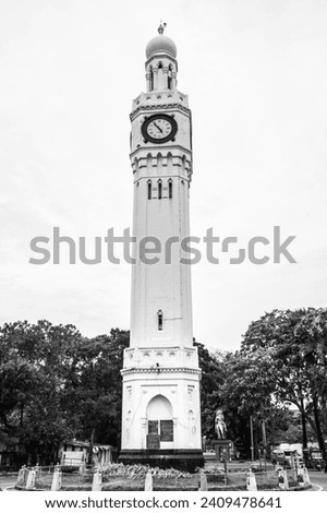 Clock tower can see. colour, black and white images. Architectural clock tower can see.
