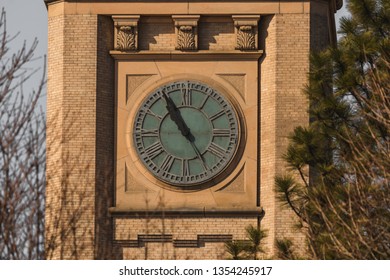 Clock Tower Close Up At The Very Popular Public Riverfront Park In Spokane, Washington