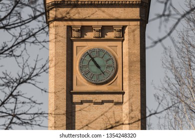 Clock Tower Close Up At The Very Popular Public Riverfront Park In Spokane, Washington