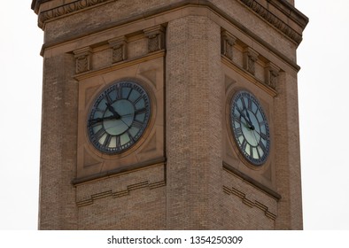 Clock Tower Close Up At The Very Popular Public Riverfront Park In Spokane, Washington