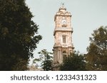 clock tower dolmabahce before sunset a vintage look