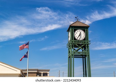 Clock Tower In Downtown Humble, Texas.