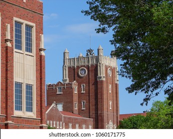 Clock Tower At Student Union Building On University Of Oklahoma Campus