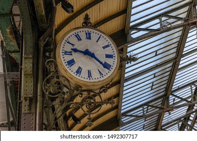 Clock At A Traditional Train Station In Paris, France