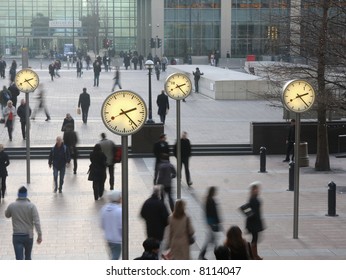 Clocks In London's Docklands