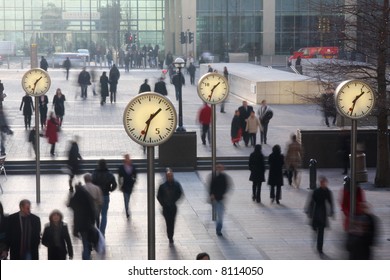 Clocks In London's Docklands