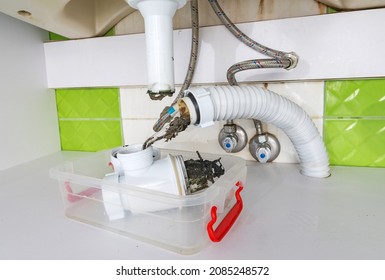 Clogged Bathroom Sink Drain Full Of Long Hair And Gunk. Plumbing Services.