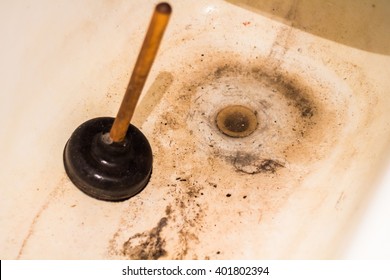 Clogged Dirty Drain In The Bathroom 