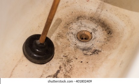 Clogged Dirty Drain In The Bathroom 