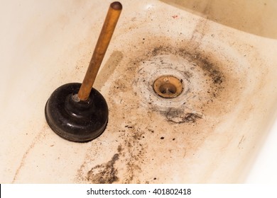 Clogged Dirty Drain In The Bathroom 