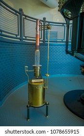 CLONG ISLAND, USA, APRIL, 14, 2018: Indoor View Of Multi Wick Burner Donated By Muriel Gunthorpe Inside Of Museum Exposition In The Montauk Point Lighthouse In Long Island, New York