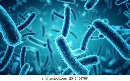 cierre de bacterias azules microscópicas 3d 