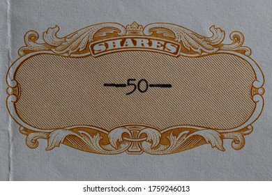 Close Up Of 50 Shares Stock Certificate