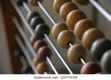Close up of abacus beads for math or mathematics
