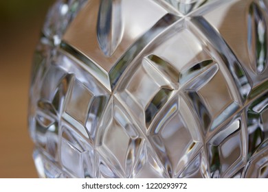 Close Up Abstract Of Beautiful Hand Cut Lead Crystal Glass