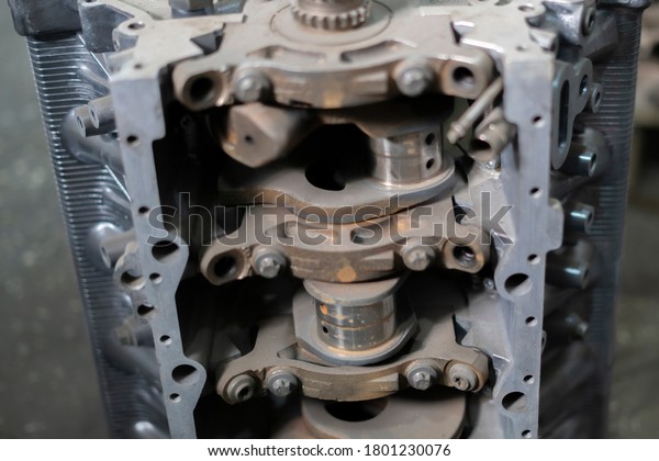close up abstract car engine motor,\
disassembled auto detail, fix problems in\
service