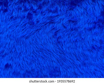 Close Up Abstract Fluffy Navy Blue Wool Texture And Background, Cotton Wool. Fashionable Color.Decorative Dyed Sheepskin With Copy Space.