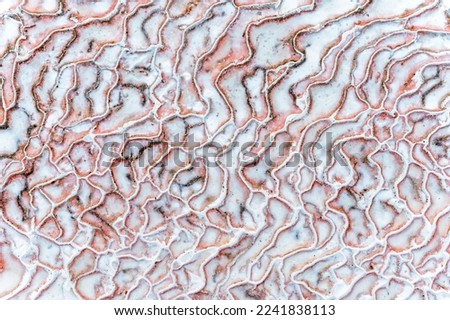 Close up abstract macro texture of travertine in Pamukkale