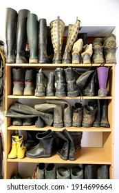 Close Up Of Accessories In A Tack Room At Rural Riding School. Storage Room With Riding Tack