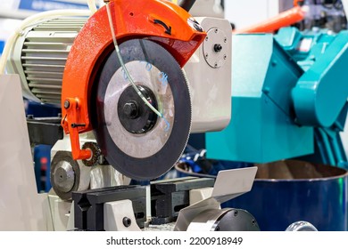 Close up accuracy and precision electric circular saw machine for metal cutting with depth few in industrial work - Powered by Shutterstock