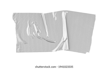 Close Up Of An Adhesive Tape On White Background. Strips Of Clear Masking Tape. Set Of Various Adhesive Tape Pieces Isolated On White Background.                               