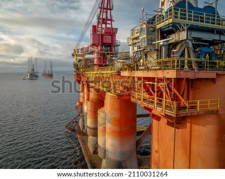 Close Up Aerial View of an Oil and Gas Drilling Rig