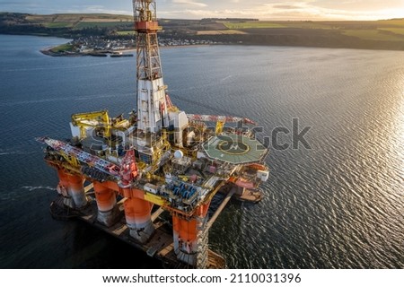 Close Up Aerial View of an Oil and Gas Drilling Rig
