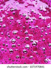 Close Up Air Bubbles In Bright Dragonfruit Smoothie