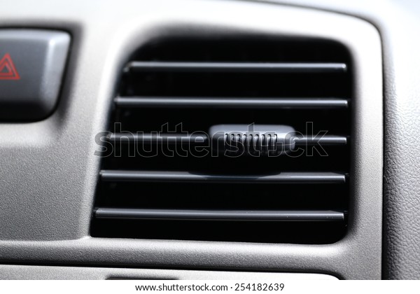 close up of air conditioner\
in car