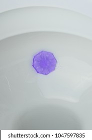 Close Up Air Freshener Gel In Toilet. Clean And Easy Hygiene Concept