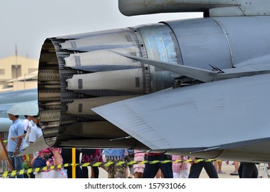 Close Up Of Aircraft Jet Engine 