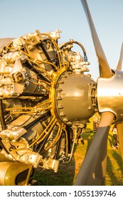 Close up of airplane engine