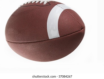 Close Up Of An American Football Against A White Background