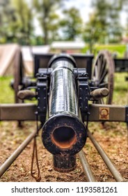 Close Up Of American Revolutionary Era Cannon From The Front