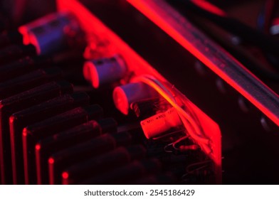 close up of a amplifier inner part