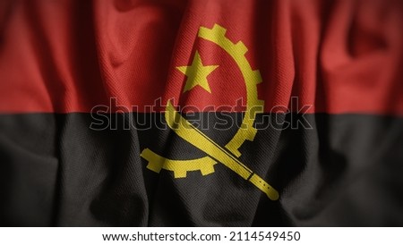Close up of the Angola flag. Angola flag of background. Flag of Angolan.