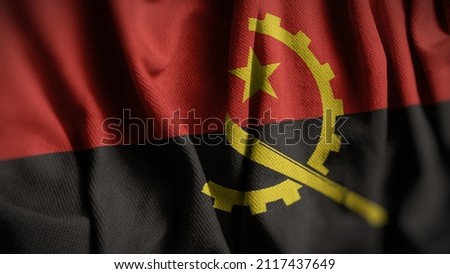 Close up of the Angola flag. Angola flag of background. Flag of Angolan.