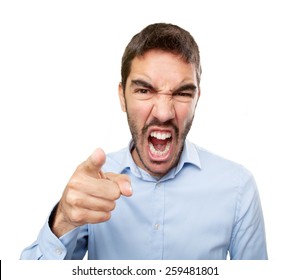 Close Up Of An Angry Man Pointing