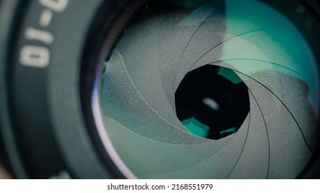 close up  aperture blade of camera lens. 