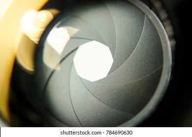 Close Up Aperture Blades Of Camera Lens